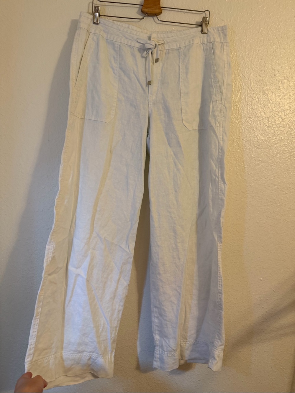 Ralph Lauren White 100% Linen Pants with Elastic Drawstring Waist - Picture 9 of 11